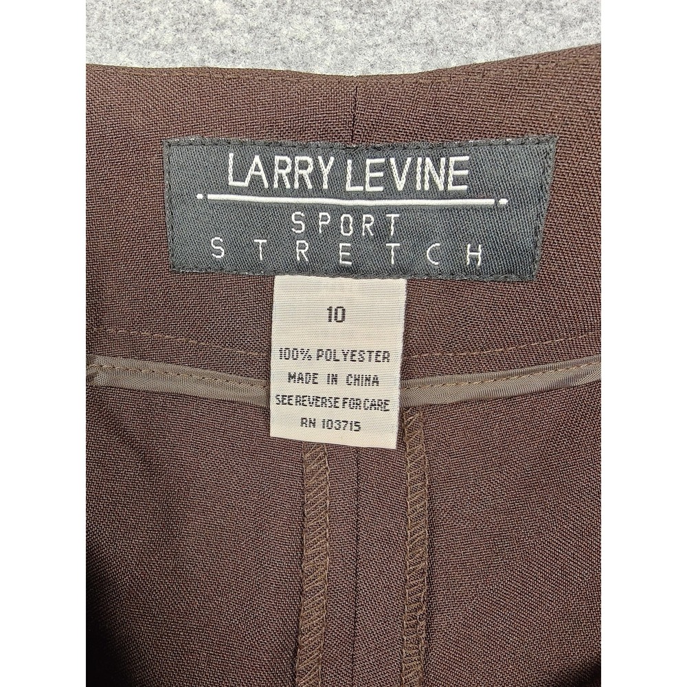 Larry Levine Pants Womens 10 Brown Twill Stretch Dress Studded Ankle Career New - Picture 4 of 10